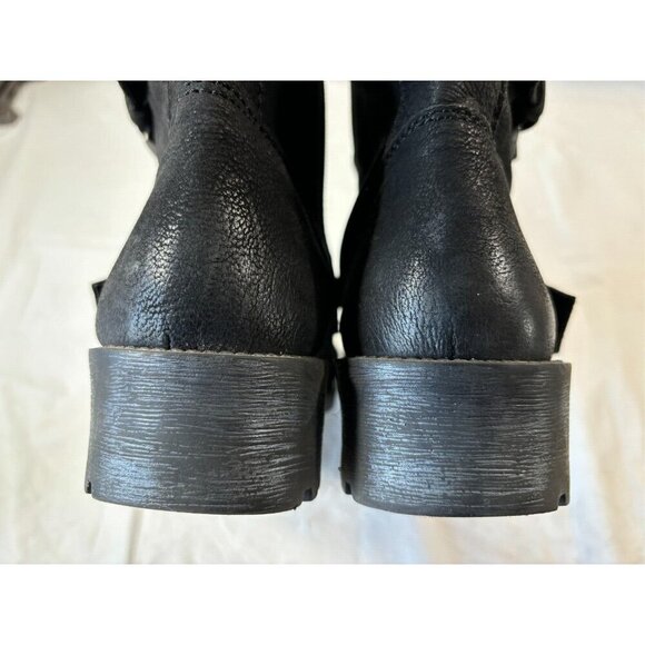 MIA Aleshia Tall Black Suede Knee High Boot w Buckles Zip biker Size 8.5 - Picture 11 of 14